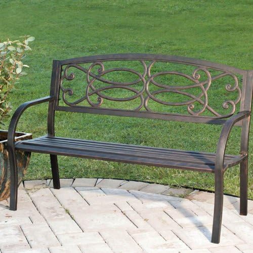Cape Craftsmen Evergreen Metal Garden Bench, 50.5''x 33.5'' x 23.5'' inches