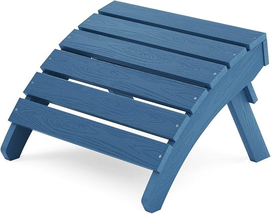 MXIMU Folding Adirondack Ottoman Outdoor: HIPS Plastic Patio Footstool Easy Assembly - All Weather FootRest Foot Stool for Adirondack Chair Use in Garden Lawn Backyard Pool (Navy)