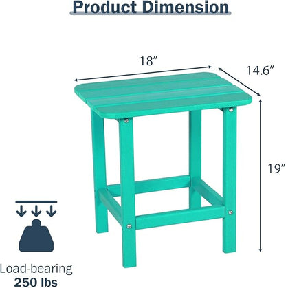 Aoodor 19'' Adirondack Side Table, Rectangular HDPE End Table, Weather Resistant and Easy Maintenance, Aruba