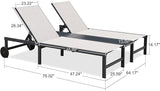 PURPLE LEAF Outdoor Double Chaise Lounge Modern Aluminum Lounge Chairs with Independently Adjustable Backrest Tanning - Photo 8