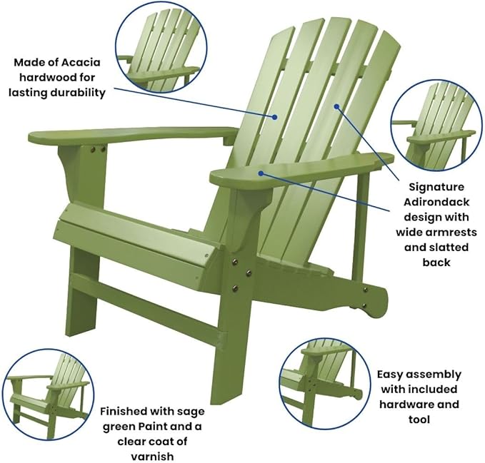 Leigh Country TX 38997 Adult Adirondack Chair - Sage
