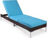 HOMREST Outdoor Chaise with Pneumatic Adjustable Backrest, Rattan Pool Sunbathing Chair - Turquoise - Photo 1