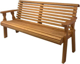 Amish Casual Heavy Duty 4 Foot Roll Back Outdoor Bench in Cedar Stain - Amish Made in The USA from Treated Pine for - Photo 1