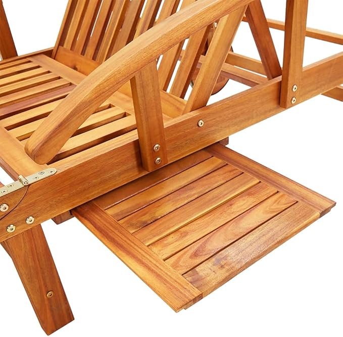 Outdoor Sun Lounger Set with Table and Cushions, 2-Person Patio Furniture for Garden Poolside, Adjustable Backrest - Photo 4