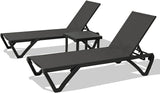 Domi Pool Lounge Chairs, Aluminum Patio Chaise Lounge with Side Table, 5 Position Adjustable Backrest and Wheels - Photo 9