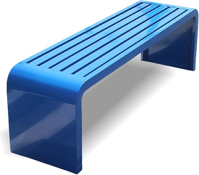 ARMERI Outdoor Backless Bench, Weatherproof Outdoor Bench, Metal Garden Patio Porch Bench 100/120/150/180cm for Lawn, Balcony, Front Door, Outdoor,Blue,180x40x45cm