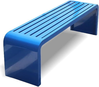 ARMERI Outdoor Backless Bench, Weatherproof Outdoor Bench, Metal Garden Patio Porch Bench 100/120/150/180cm for Lawn, Balcony, Front Door, Outdoor,Blue,150x40x45cm