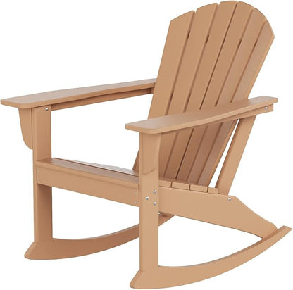 WO WESTIN OUTDOOR HDPE Altura Outdoor Rocking Poly Adirondack Chair, Teak