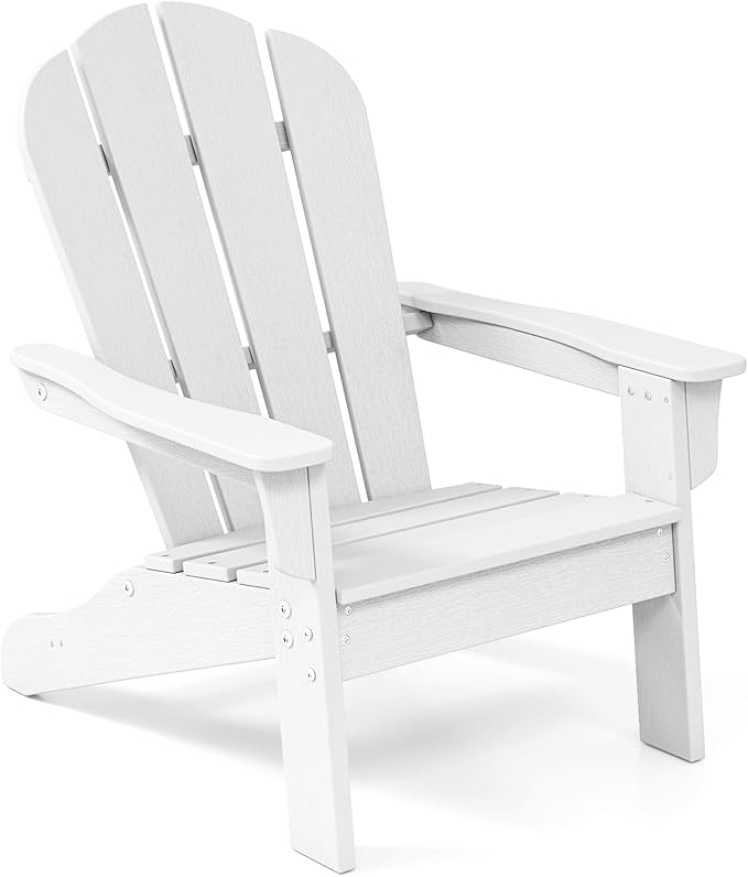 Costzon Kids Adirondack Chair, All-Weather HDPE Patio With High Backrest, Armrests, Fire Pit for Ages 3-8, Indoor Outdoor Lounge for Garden, Lawn, Yard (1,White)