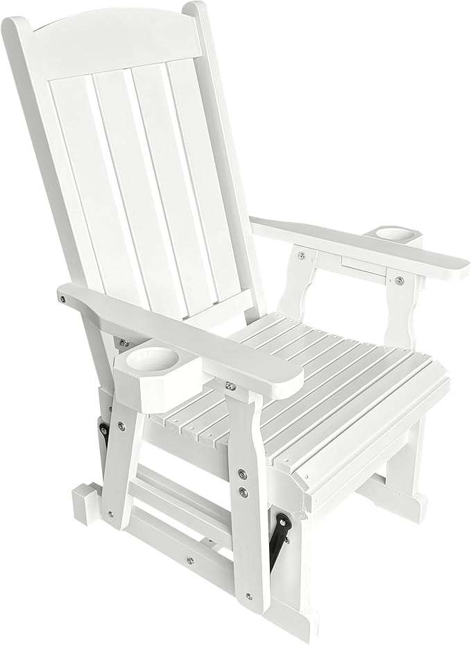 Fortune Candy Wooden Patio Glider for One Person, with High Back and Deep Contoured Seat, Solid Fir Wood - Photo 9