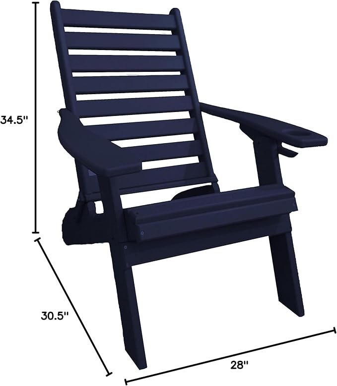 Furniture Barn USA Farmhouse Collection Poly Ladderback Folding Adirondack Chair, Patriot Blue
