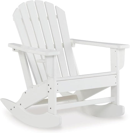 Signature Design by Ashley Sundown Treasure Cottage Weather Resistant Outdoor Rocking Chair with 1 Cup Holder, White