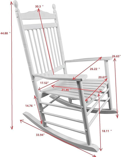 Rocking Solid Wood Chair, Front Porch Rocker for Adult, Load Bearing 280 lbs