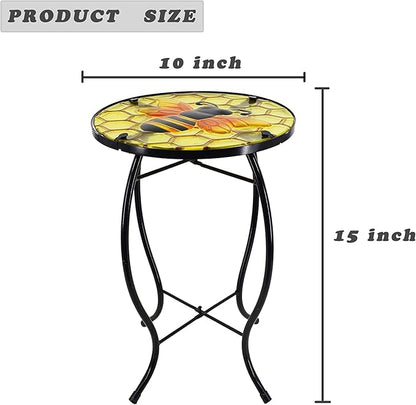 Outdoor Side Table Wasp Round Small Patio Accent Table Indoor End Table for Yard, Garden, Living Room, Bistro Balcony or Lawn