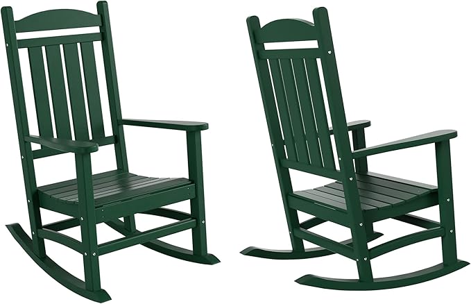 WO WESTIN OUTDOOR HDPE Laguna Classic Porch Rocking Chair (Set of 2), Dark Green