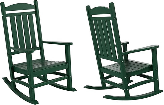 WO WESTIN OUTDOOR HDPE Laguna Classic Porch Rocking Chair (Set of 2), Dark Green