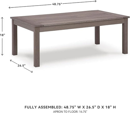 Signature Design by Ashley Hillside Barn Contemporary Weather Resistant Outdoor Coffee Table, Dark Brown