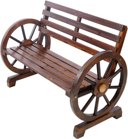 Outdoor Wood Rocking Bench Carbonized Double Rocking Chair for 2 Persons with Wide Curved Seat (style2)