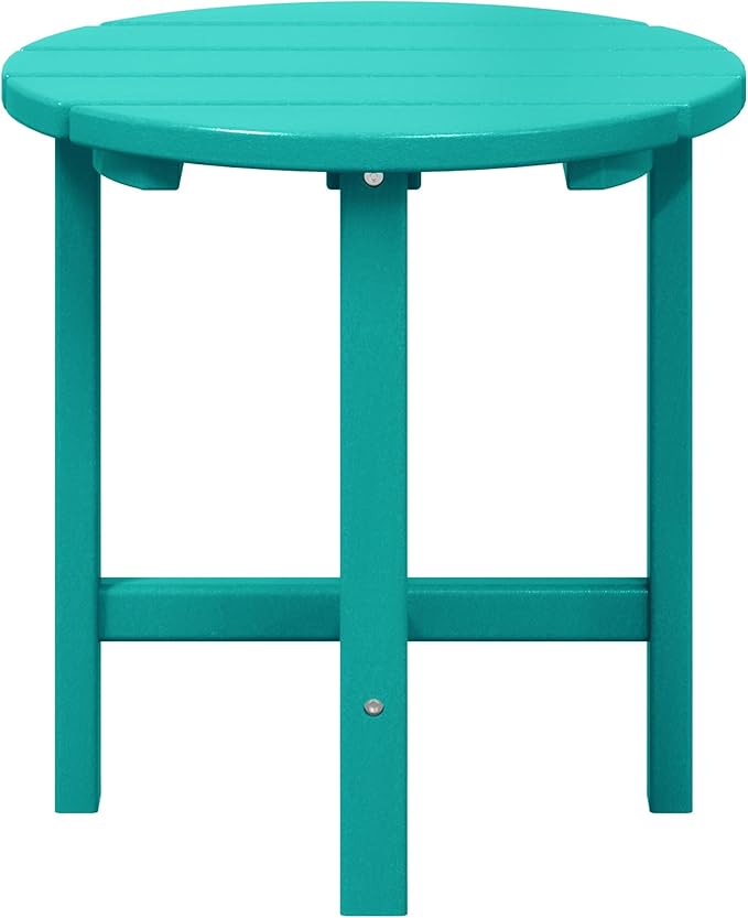 WestinTrends Dylan Adirondack Round Outdoor Side Table, Turquoise - Photo 1