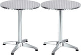 BTEXPERT Set of 2, Indoor Outdoor 23.75" Round Restaurant Table for Patio Stainless Steel Silver Aluminum Furniture - Photo 1