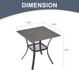VICLLAX Patio Dining Table, Square Table Metal Outdoor Bistro Table with Rack for Balcony Garden Deck, 28inch Grey - Photo 3