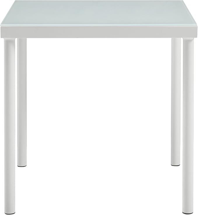 Modway Harmony Outdoor Patio Aluminum Side Table With Tempered Glass in White