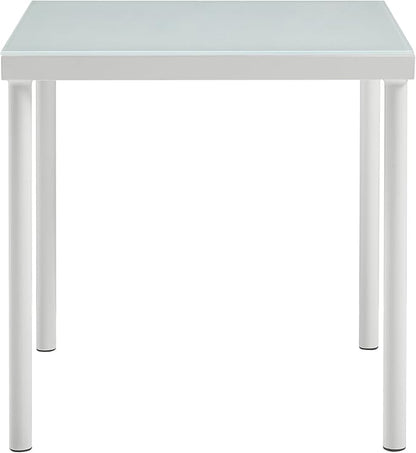 Modway Harmony Outdoor Patio Aluminum Side Table With Tempered Glass in White