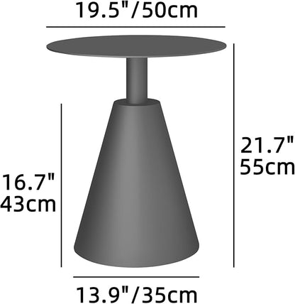 19.5''Φ Outdoor Round Coffee Table Weather-Resistant Aluminum Side Table for Balcony, Patio, Garden, Bedroom (Grey)