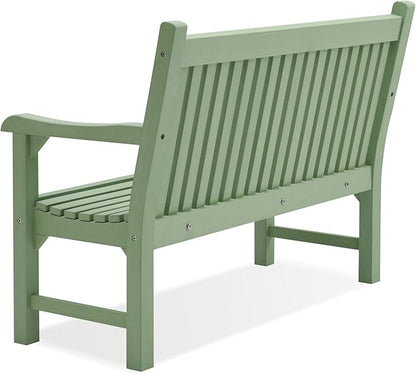 Psilvam Garden Bench, 2-Person Poly Lumber Patio Bench, All-Weather Outdoor Bench that Never Rot, Memorial Bench, Suit for Garden, Porch and Park (Green)