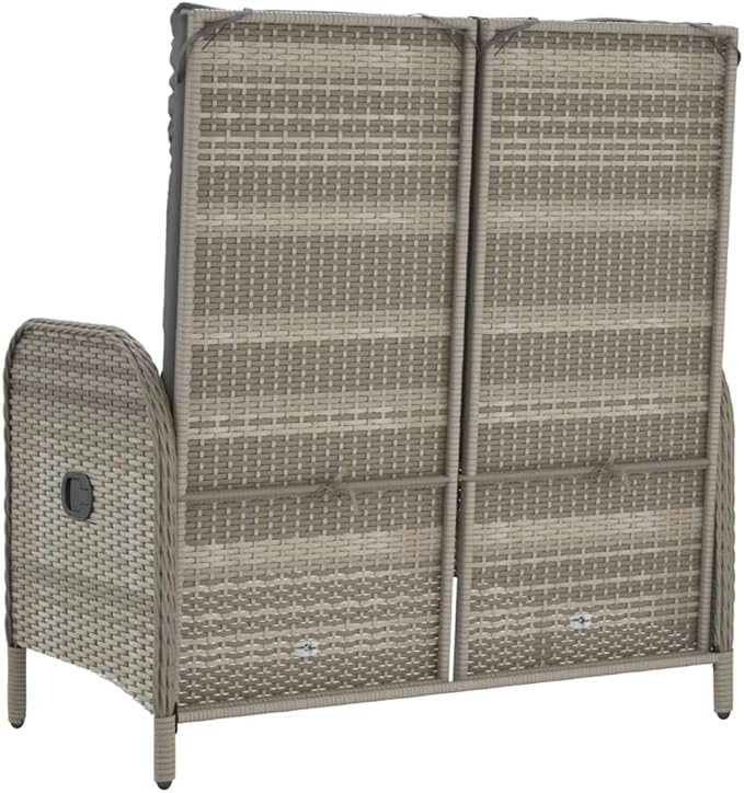 Reclining Patio Bench with Cushions 42.1" Poly Rattan Gray Outdoor Bench Porch Bench Deck Bench Garden Bench for patios - Photo 6