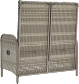 Garden Bench Deck Bench Reclining Patio Bench with Cushions 42.1" Poly Rattan Gray - Photo 6