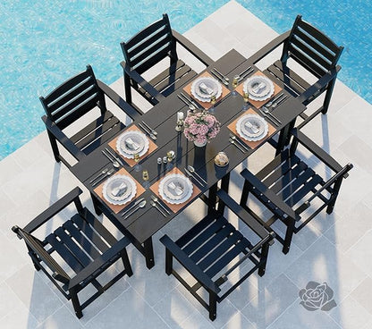 Anbuy Patio HDPE Dining Table Sets, Patio Dining Chairs Set of 2 - HDPE Outdoor Dining Chair for Various Scenes in Outdoor, Dining Room, Garden (Black)