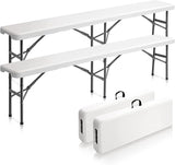 Outvita 2 Pack 6ft Folding Portable Bench, Waterproof Foldable Plastic Bench Seat, Light-Weight Seat for Indoor, Outdoor - Photo 1