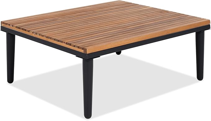 Modern Acacia Wood Patio Furniture Set with Removable Cushions, Coffee Table and Side Table - Photo 9