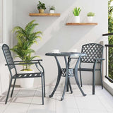 Stackable Garden Chairs 2 Pack, Steel Outdoor Patio with Armrests, Anthracite Modern Dining Chairs for Terrace, Balcony - Photo 4