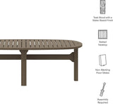 Modway Saratoga Teak Outdoor Oval Coffee Table in Weathered Gray – Low Wood Patio Coffee Table with Slatted Top and - Photo 4