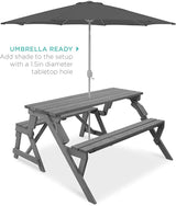 Best Choice Products 2-in-1 Transforming Interchangeable Outdoor Wooden Picnic Table Garden Bench for Backyard, Porch - Photo 5