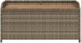 Storage Bench Grey and Brown, Modern Poly Rattan and Acacia Wood Storage Bench with Gas Spring Lid - Photo 6