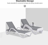 PURPLE LEAF Patio Chaise Lounge Chair Set Outside Aluminum Plastic Stackable Tanning Chairs with Armrests and Side - Photo 6