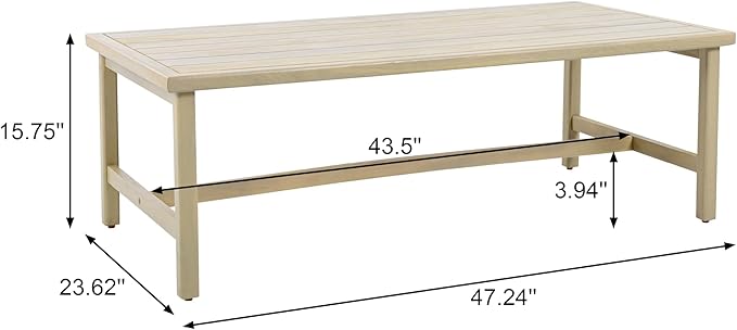 Christopher Knight Home Teras Patio Acacia Wood Coffee Table, Solid Wood Outdoor Table for Patio Furniture Set - Photo 2