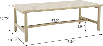 Merax Patio Acacia Wood Coffee Table Outdoor Furniture, Bear 310LBS, 47.24"x23.62"x15.75", Light Teak