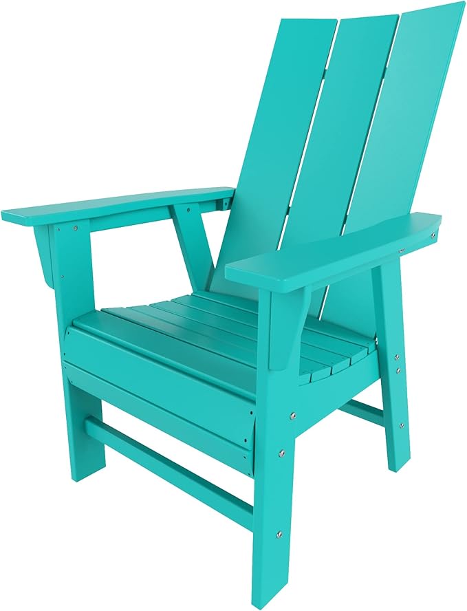 WO WESTIN OUTDOOR HDPE Shoreside Modern Curveback Adirondack Dining Chair,Turquoise