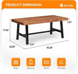 VINGLI Outdoor Wooden Coffee Table with Metal Frame - Heavy Duty 350lbs All-Weather Patio Table - Photo 3