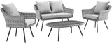 Modway EEI-3177-GRY-GRY-SET Endeavor 4 Piece Outdoor Patio Wicker Rattan Sectional Sofa Set, Gray - Photo 1
