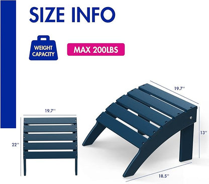 BRIOPAWS Adirondack Ottomans | Folding | Set of 4 | HDPE Plastic | Blue Outdoor Foot Rest | All Weather | Patio Footrest for Adirondack Chair | Foot Stool for Deck Porch | 19.7W x 18.5L x 13H Inch