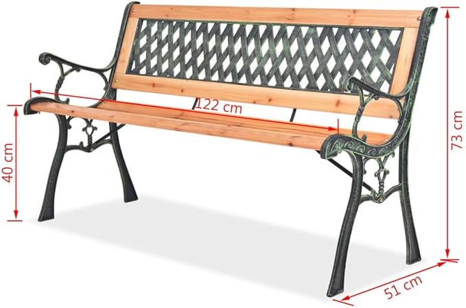 Garden Bench Outdoor Bench for Patio Metal Bench Park Bench Cushion for Yard Porch Work Entryway 48" x 20" x 28.7"