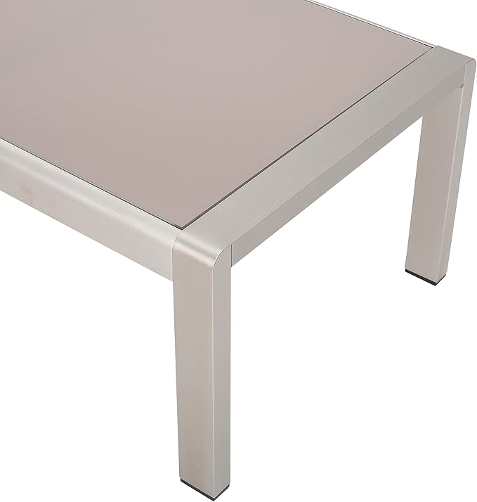 Christopher Knight Home Cape Coral Outdoor Aluminum Coffee Table with Glass Top, Silver
