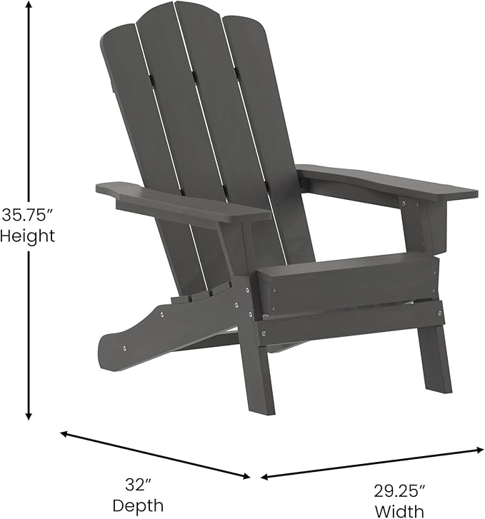 Flash Furniture Newport Adirondack Chairs with Cup Holders, Weather Resistant Poly Resin Adirondack Chairs, Set of 4 - Photo 3