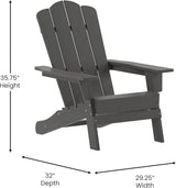 Flash Furniture Newport Adirondack Chairs with Cup Holders, Weather Resistant Poly Resin Adirondack Chairs, Set of 4 - Photo 3