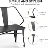 45” Outdoor Metal Bench, Industrial Dining Bench with Removable Backrest - Photo 5